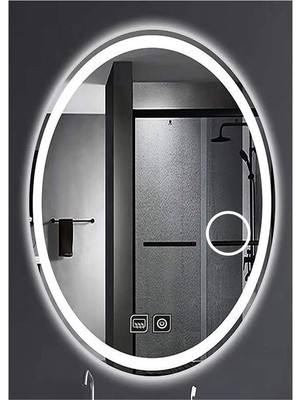 73X93 cm Makyaj Aynalı Dokunmatik Tuşlu Buğu Yapmayan Ledli Elips Banyo Aynası