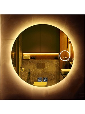 Global Led Mirror 75 cm Makyaj Aynalı Dokunmatik Tuşlu Buğu Yapmayan Ledli Yuvarlak Banyo Aynası