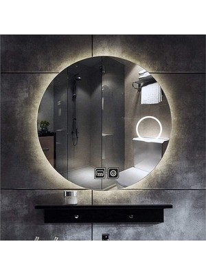 Global Led Mirror 75 cm Makyaj Aynalı Dokunmatik Tuşlu Buğu Yapmayan Ledli Yuvarlak Banyo Aynası