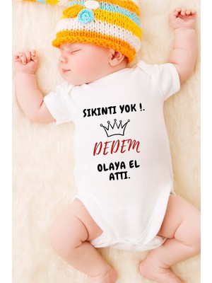 Tuğba Baby Özel Tasarım Bebek Zıbın - Çıtçıtlı Sıkıntı Yok Dedem Olaya El Attı.!
