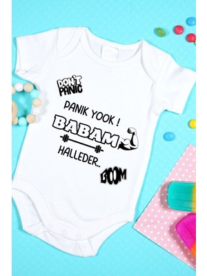 Tuğba Baby Özel Tasarım Bebek Zıbın - Çıtçıtlı Body (Don't Panic Babam Halleder)