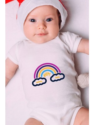 Tuğba Baby Özel Tasarım Bebek Zıbın - Çıtçıtlı Body ( Gökkuşağı Happy)