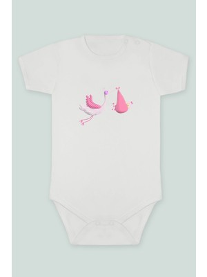 Tuğba Baby Pelikan Bebek 1 Baskılı Bebek Body Zıbın Kısa Kollu Çıt Çıtlı Badi