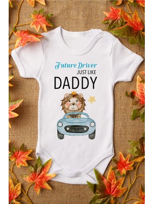 Tuğba Baby Erkek Beyaz Bebek Daddy Baskılı Çıtçıtlı Bebek Body Zıbın Bebek Badi
