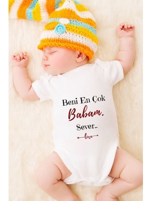 Tuğba Baby Özel Tasarım Bebek Zıbın - Çıtçıtlı Body Beni En Çok Babam Sever