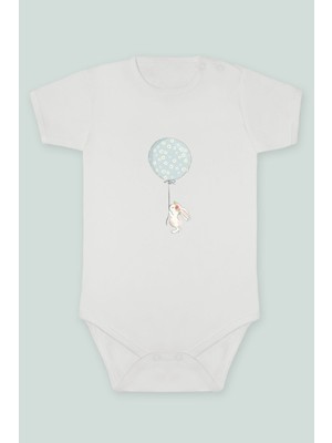 Tuğba Baby Fil ve Tavşan 14 Baskılı Bebek Body Zıbın Kısa Kollu Çıt Çıtlı Badi %100 Pamuk