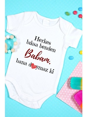 Tuğba Baby Özel Tasarım Bebek Zıbın - Çıtçıtlı Body (Doymaz Ki Babam!)