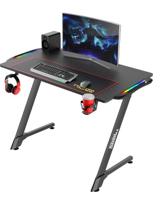 Twisted Minds Z Şeklinde RGB Ledli  Karbon Fiber Oyuncu Masası