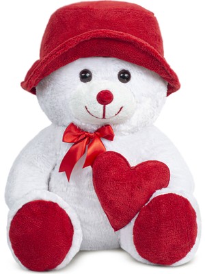 Özgüner Oyuncak Pandamke   Şapkalı ve Kalpli Peluş Ayıcık