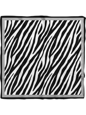 Bahels Kadın Siyah Beyaz Zebra Desenli 55X55 Bandana