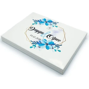 Nin Chocolate Isme Özel Söz Nişan Çikolatası 72 Adet Madlen Mavi Çiçekli