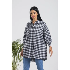 Gülsen Sarıçam Siyah Kareli Oduncu Oversize Gömlek