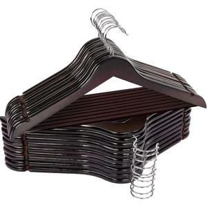 Vip Home Concept 6 Adet Ahşap Görünümlü Plastik Kıyafet ve Elbise Askısı Siyah