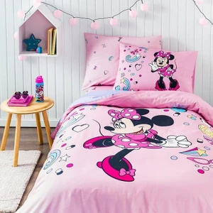 Tek Kişilik Lisanslı Ranforce Kapitone Nevresim Takımı Minnie Icon Pembe