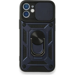 Apple iPhone 11 Kılıf  Yüzük Tutuculu Mega Case Windows Kamere Korumalı Kılıf Lacivert