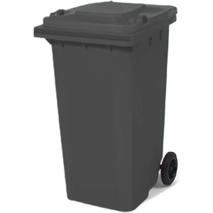 Tekerlekli Plastik Çöp Konteyneri, 240 Lt  Antresit Gri