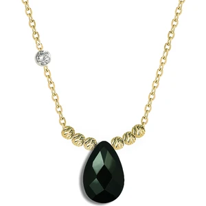 Demasgold Pirlanta 14 Ayar Altin Dorikalı Oniks Renkli Damla Taşlı Kolye