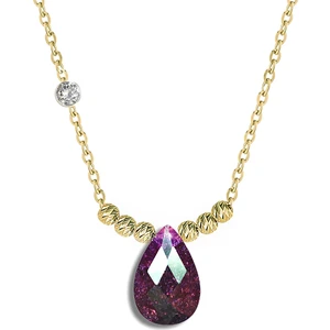 Demasgold Pirlanta 14 Ayar Altin Dorikalı Ametist Renkli Damla Taşlı Kolye