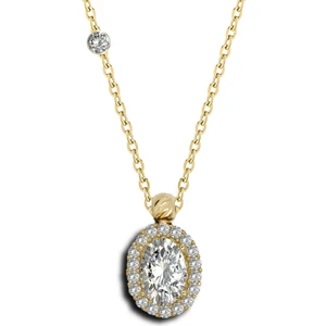 Demasgold Pirlanta 14 Ayar Altin Kristal Renkli Oval Taşlı Kolye