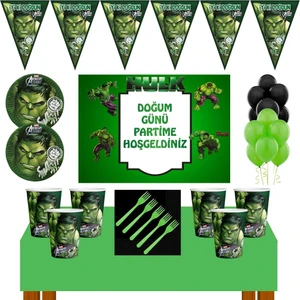 Parti Furyası Hulk Doğum Günü Konsepti 8 Kişilik Afişli Hulk Parti Süsleri Hulk Parti Konsepti
