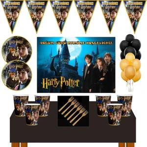 Parti Furyası Harry Potter Doğum Günü Konsepti 8 Kişilik Afişli Harry Potter Parti Süsleri Seti