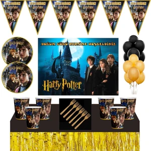 Parti Furyası Harry Potter Doğum Günü Konsepti 16  Kişilik 50X70 cm Afişli Harry Potter Parti Süsleri Seti Masa Et