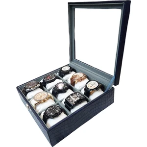 Stand Market  Saat Kutusu 9'lu Lacivert Kroko