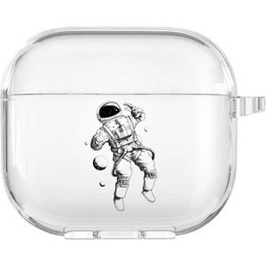 Apple Airpods 3. Nesil Uyumlu Astronot Desenli Premium Silikonlu Şeffaf Airpods Kılıfı