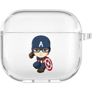 Apple Airpods 3. Nesil Uyumlu Baby Captain America Desenli Premium Silikonlu Şeffaf Airpods Kılıfı