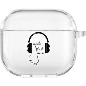 Apple Airpods 3. Nesil Uyumlu Music Is Life Desenli Premium Silikonlu Şeffaf Airpods Kılıfı