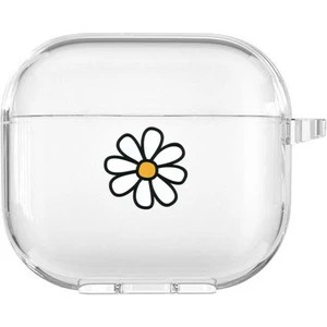 Apple Airpods 3. Nesil Uyumlu Papatya Desenli Premium Silikonlu Şeffaf Airpods Kılıfı