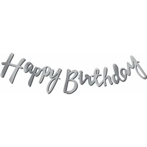 Patladı Gitti Kaligrafi Happy Birthday Gümüş Banner