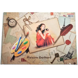 35X50 Spiralli Karton Kapak 15 Yaprak Resim Defteri 3 Adet