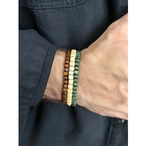 Padore Accessory Unisex Çok Şık 3 Adet Ahşap Bileklik