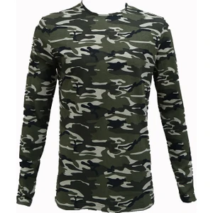Fly Tshirt Kamuflaj Erkek Uzun Kollu T-Shirt - Yeşil