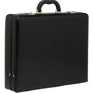 Başkent Çanta Siyah Deri Çift Körüklü Evrak ve Bond Çanta