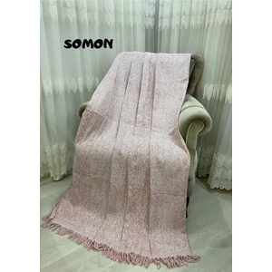 Özlü Home Lüks Pamuklu Koltuk Örtüsü Somon