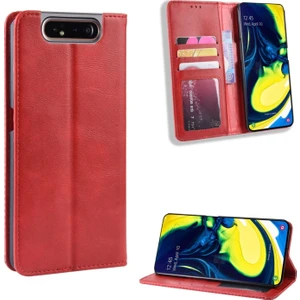 Samsung Galaxy A80 Için Vintage Stil Pu Deri Telefon Kılıfı (Yurt Dışından)
