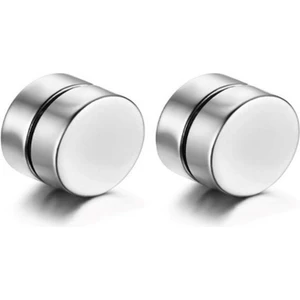 Yeşim Aksesuar Mıknatıslı Çelik Küpe, Gümüş Renk Erkek Çelik Küpe, Mıknatıslı Unisex Yuvarlak Küpe(6 Mm) 1 Çift