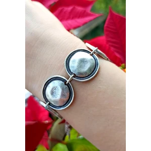 Fildişi Aksesuar Antik Gümüş Kaplama Daire Şekilli El Yapımı Ayarlanabilir Kadın Bileklik