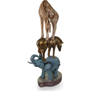 Tual Hobi Sanat Dekoratif Polyester 3'lü Hayvanlar Heykel Biblo (37X16CM)