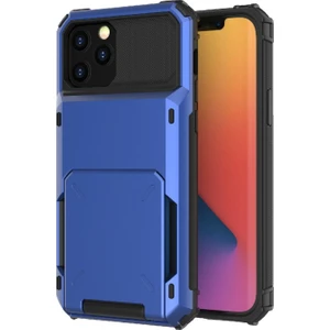 Apple iPhone 13 Pro Max Için Düşmeye Dayanıklı Kartlıklı Tpu + Pc Hibrit Kılıf - Mavi (Yurt Dışından)