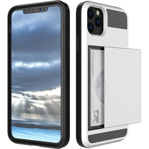 Apple iPhone  11 Için Kart Tutuculu Pc + Tpu Hibrit Telefon Kılıfı - Beyaz (Yurt Dışından)