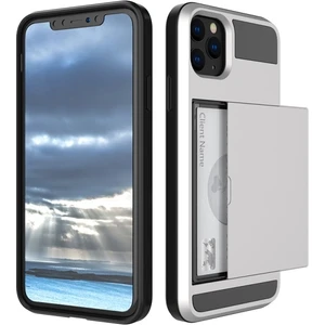 Apple iPhone  11 Için Kart Tutuculu Pc + Tpu Hibrit Telefon Kılıfı - Gümüş (Yurt Dışından)