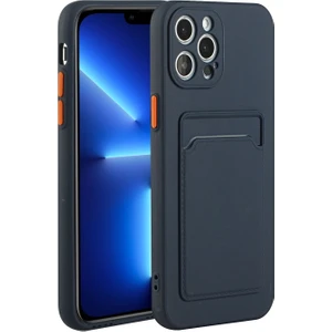 Apple iPhone 13 Pro Max Için Kart Yuvalı Esnek Tpu Koruyucu Telefon Kılıfı - Koyu Mavi (Yurt Dışından)