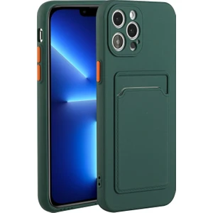 Apple iPhone 13 Pro Max Için Kart Yuvalı Esnek Tpu Koruyucu Telefon Kılıfı - Yeşil (Yurt Dışından)