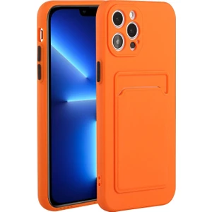 Apple iPhone 13 Pro Max Için Kart Yuvalı Esnek Tpu Koruyucu Telefon Kılıfı - Turuncu (Yurt Dışından)