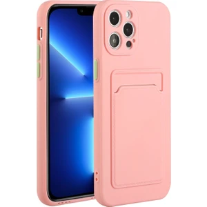 Apple iPhone 13 Pro Max Için Kart Yuvalı Esnek Tpu Koruyucu Telefon Kılıfı - Pembe (Yurt Dışından)
