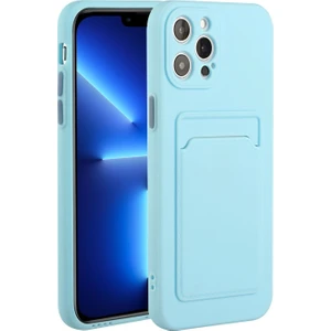 Apple iPhone 13 Pro Max Için Kart Yuvalı Esnek Tpu Koruyucu Telefon Kılıfı - Açık Mavi (Yurt Dışından)