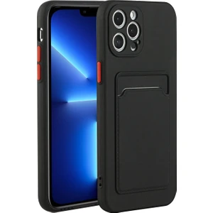 Apple iPhone 13 Pro Max Için Kart Yuvalı Esnek Tpu Koruyucu Telefon Kılıfı - Siyah (Yurt Dışından)